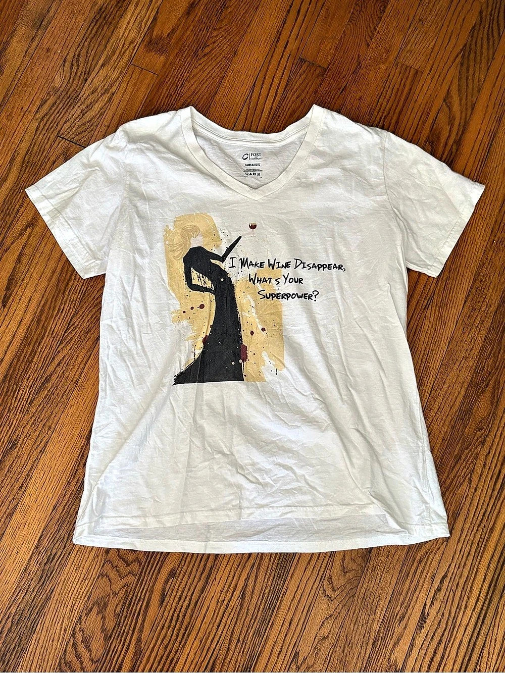 Port and Company Ladies Core Cotton V-Neck Tee White XL